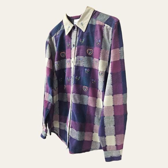 BOBBIE BROOKS Vintage Quilted Pattern Floral,Heart,Embroidery design Blouse - Picture 3 of 14